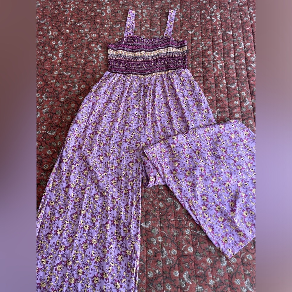 Purple flora jumpsuit